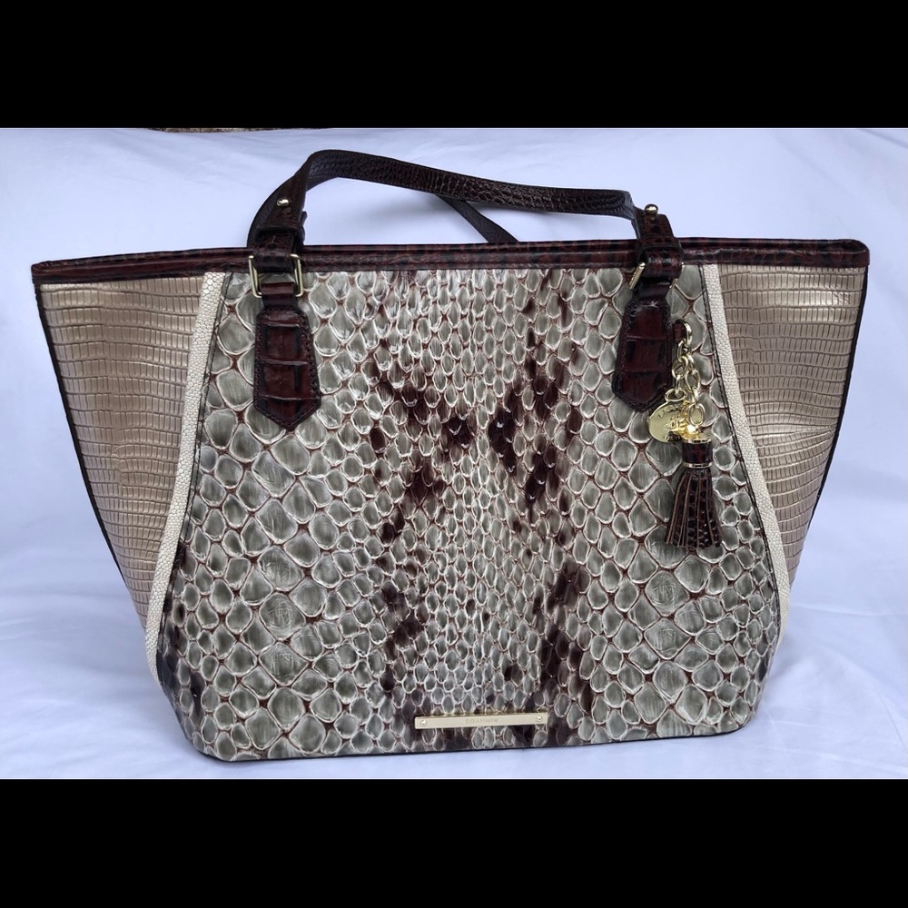 NWT Brahmin Medium Asher Tote in Stone Carlisle